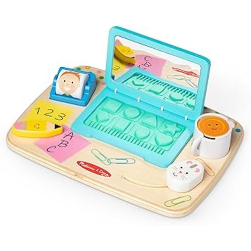 Melissa & Doug Wooden Work & Play Desktop Activity Board Infant and Toddler Sensory Toy - FSC Certified