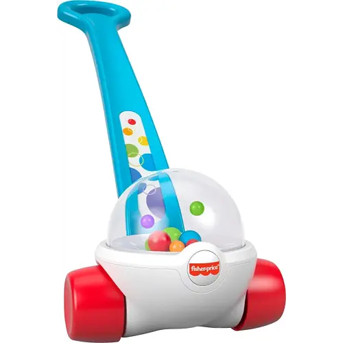 Fisher-Price Baby & Toddler Toy Corn Popper Blue Push-Along with Ball-Popping Action for Infants Ages 1+ Years, 2-Piece Assembly