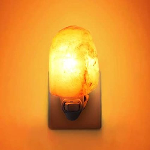 Natural Himalayan Salt Lamp, Waynewon Plug in Hand Carved Crystal Night Light – Best Living Room, Bathroom, Hallway Light [2 Bulbs] - Salt Night Light