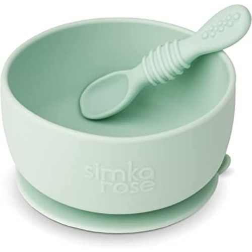 Silicone Baby Plate w/divider and suction base - Sage, Simka Rose