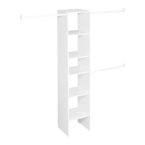 Selectives 48 in. W - 112 in. W White Reach-In Tower Wall Mount 6-Shelf Wood Closet System