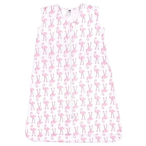 Hudson Baby Infant Girl Cotton Sleeveless Wearable Sleeping Bag, Sack, Blanket, Flamingo, 0-6 Months