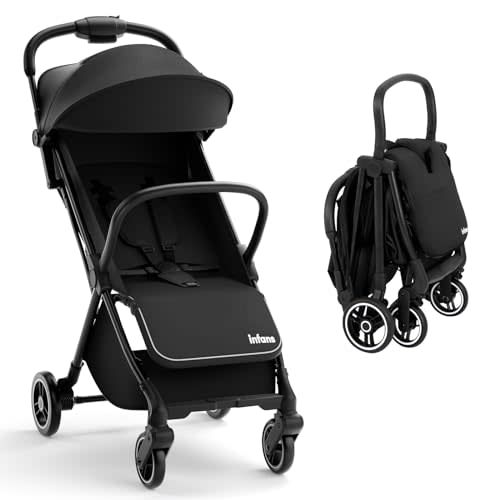 INFANS Lightweight Baby Stroller, Ultra-Compact Fold Airplane Ready Travel Stroller, One-Hand Gravity Fold Near Flat Recline Seat, Foldable Toddler for Infant 0-36 Month
