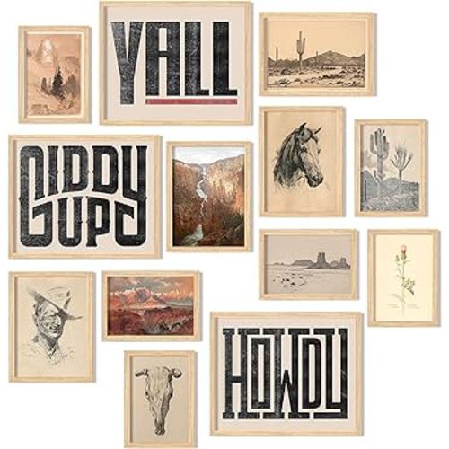 Waschbär Western Wall Decor, Farmhouse Posters, Boho Ranch Desert Southwest Wall Collage Kit, Western Aesthetic Art Pictures for Bedroom Decor (UNFRAMED)