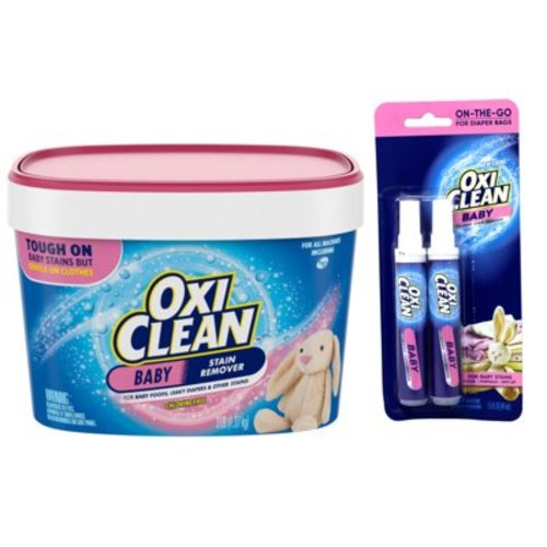 OxiClean Baby Stain Soaker, 3 lb + 2-Pack OxiClean Baby Laundry Stain Remover Pens