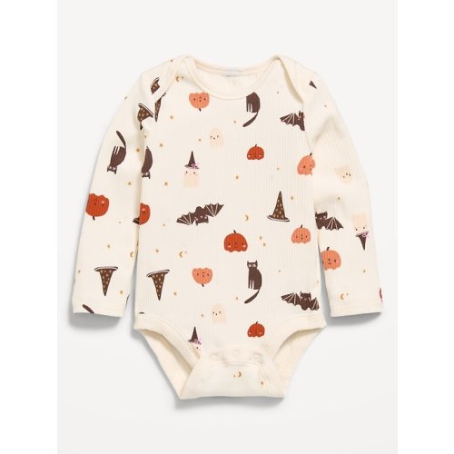 Printed Long-Sleeve Ribbed Bodysuit for Baby (Antique Halloween- 3-6 mos)