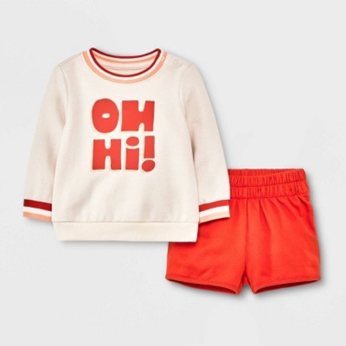 Baby 'Oh Hi!' Graphic Top & Bottom Set - Cat & Jack™ Off- White 3-6M