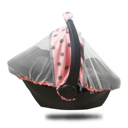 Car seat net Cover for babies,mosquito net for baby carseat, kick proof, perfect for summer, Pink dot;