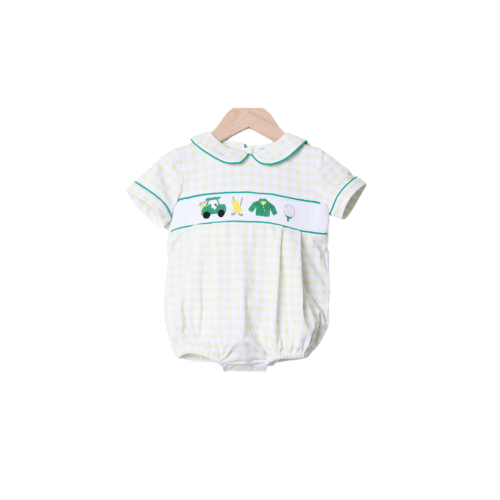 Smocked Golf Classics Yellow Gingham Boy Bubble