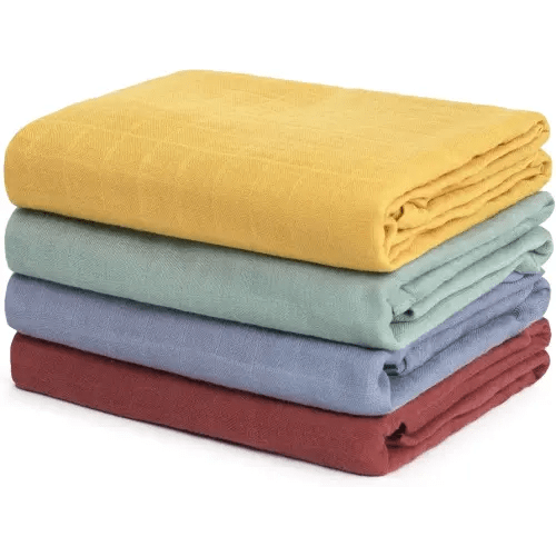 Muslin Swaddle Blankets, Large Receiving Blankets for Boys and Girls, 4-Pack Soft and Breathable Swaddle Wrap for Newborn, 47 x 47 inches (Sunset Series)