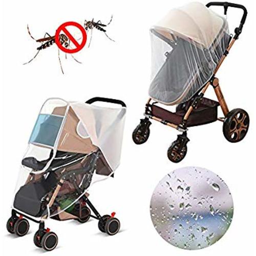 LEMESO Universal Stroller Rain Cover & Baby Net, Travel Weather Shields Waterproof Windproof Protection