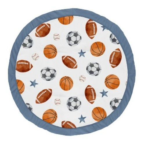 Sweet Jojo Designs Boy Baby Tummy Time Playmat Watercolor Sports Theme Multicolor