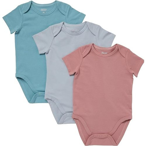 Hanes Unisex Baby Pure Comfort Short Sleeve Bodysuits, Infant Bodysuits, Boys & Girls, 3-pack