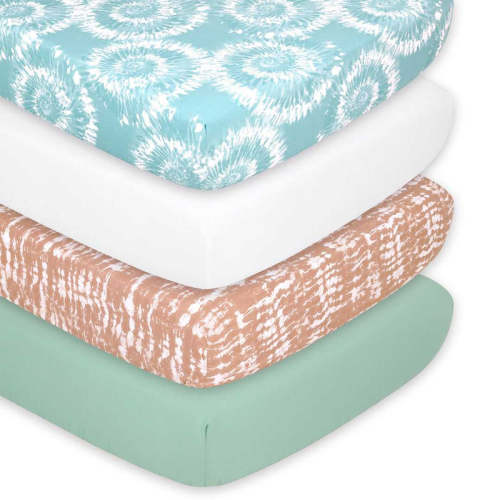 Boho Tie Dye 4-Pack Fitted Crib Sheet Set