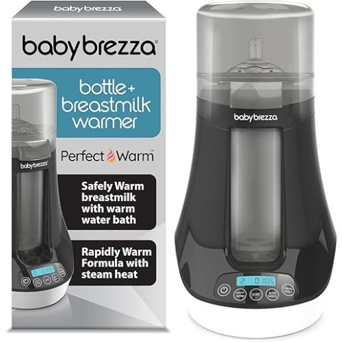 Baby Brezza Electric Baby Bottle Warmer, Breastmilk Warmer + Defroster - Only Brand with Different Temperatures for Breastmilk + Formula - Universal Fit for All Baby Bottle Sizes + Breastmilk Bags