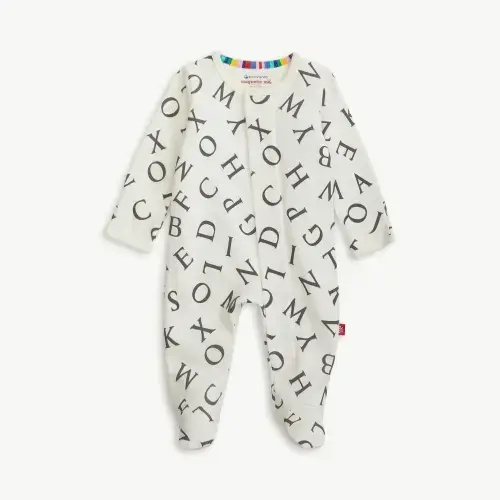 Magnetic Me love letters organic cotton magnetic footie, 0-3M