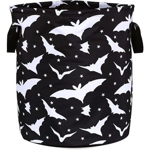 Goth Bats Laundry Basket Halloween Foldable Oxford Cloth Funny Tote Bag Laundry Hamper Clothes Storage Bucket Organizer For Bathroom/Laundry Storage/Bedroom Storage Basket 17.7x13.7Inch