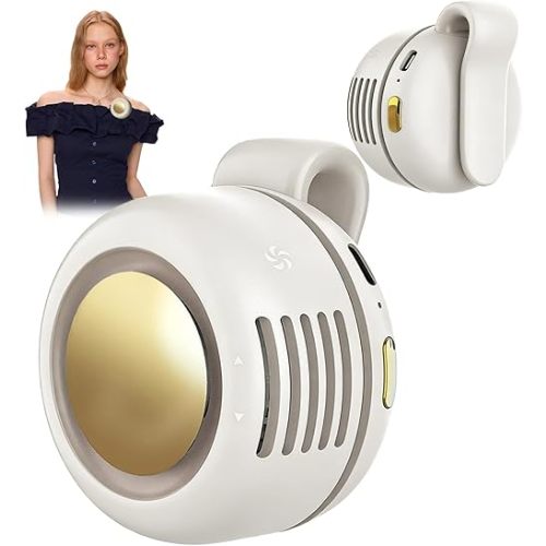 Ahuccf Portable Clip-On Fan, Mini USB Rechargeable 360° Rotatable Fan, 3-Speed Silent Mini Bladeless Fans