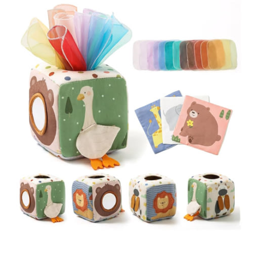 Youuys Baby Tissue Box Toy for Babies 6-12 Months - Montessori Toys Baby Tissue Box Sensory Toys for 1 Year Old - Boy Girl Gifts for Babies 6 12 18 Months Old