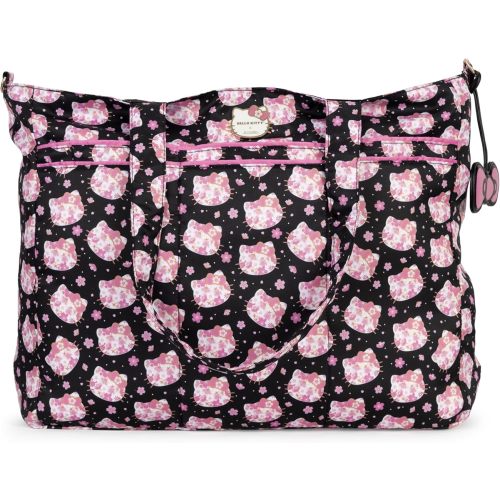 JuJuBe x Hello Kitty Cherry Blossoms Super Be Plus Tote Bag, Purses for Women, Bag for School or Travel, Fits Laptops & Notebooks, 8 Pockets and Long Shoulder Straps, Machine Washable