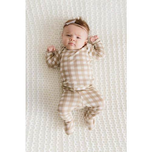 3-6 Mo - Creamy Gingham Baby Sleep Set