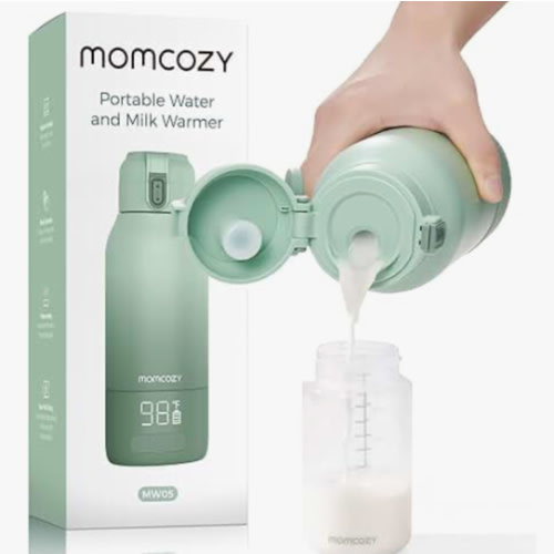 Momcozy Portable Milk Warmer for Travel – Dual Heating Modes for Breast Milk & Water, Portable Bottle Warmer with Fast Heating & Long Battery Life, 17 Ounces Large Capacity to Meet Your All-Day Needs
