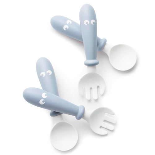 BabyBjörn Baby Spoon and Fork, 4 pcs, Powder Blue