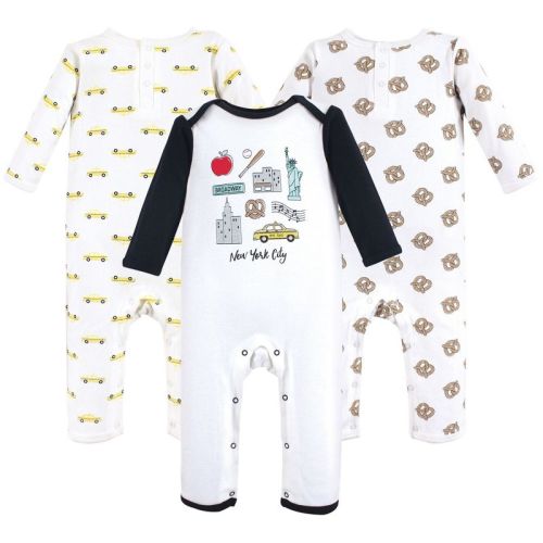 Hudson Baby Infant Boys Cotton Coveralls 3pk, Nyc, 3-6 Months