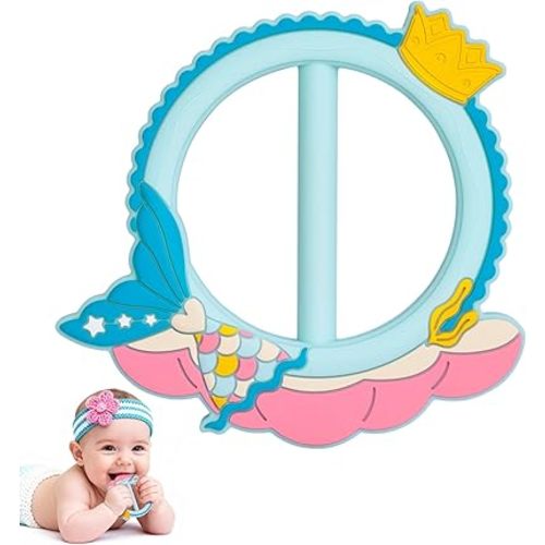 Mermaid Teether for Babies - SHARE&CARE Silicone Teething Toy, Women Gift for Mom, Wife,Her, Holiday Baby Chew Toy for 3 Months+, BPA-Free,Baby Shower (Mermaid)