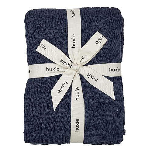Knitted Organic Cotton Baby Blanket- Swaddle Blanket, 30" x 40" Soft Receiving Blanket for Newborn(North Sea Blue)