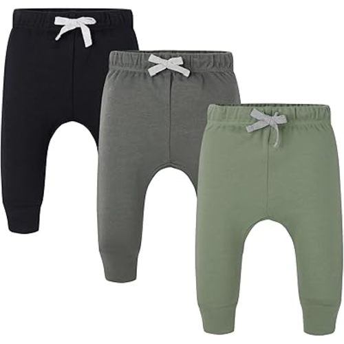 AIUI-HARNSBORN Baby Unisex 3-Pack Flexy Pants and Leggings - black grey sage