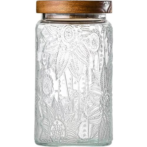 32oz Vintage Glass Jar With Lid, Glass Storage Containers, Airtight Kitchen Storage Containers For Sugar, Coffee, Tea, Spice, Flour, Candy Cookie, Pasta, Cereal, Cute Decorative Jars