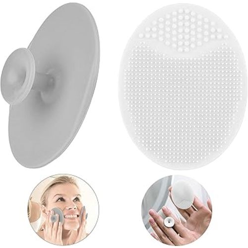 Silicone Face Scrubbers Exfoliator Brush-Facial Cleansing Brush Blackhead Scrubber Exfoliating Brush-Facial Cleansing Pads Precision Pore Cleansing Pad Acne Removing Face Brush-2 Pack, Grey and White