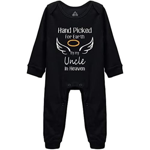 Hand Picked for Earth by My Uncle in Heaven Unisex-Baby Bodysuit White Long Sleeve 0-24 Months