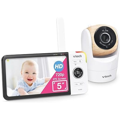 VTech VM928HD 5” 720p HD Display, Super 110 Wide Angle View Baby Monitor, Remote Pan-Tilt-Zoom,Night Vision, Up to 1000ft Range, Temperature Sensor, 9 Soothing Sounds & Lullabies,2-way Talk, No WiFi