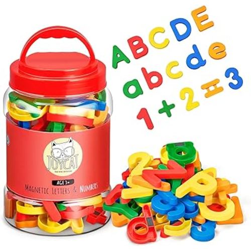 78PCS Magnetic Letters Numbers Alphabet Fridge Magnets ABC 123 Preschool Educational Learning Plastic Colorful Toy Set Uppercase Lowercase Math Symbols for Toddlers Kids