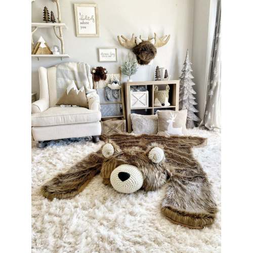 Nursery Rug | Extra Large Cappuccino Grizzly Bear Rug | ClaraLoo