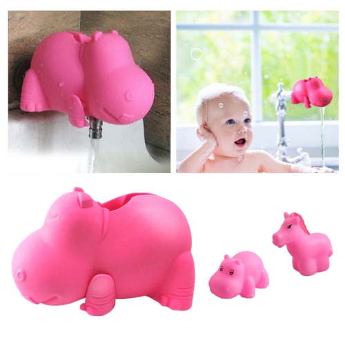 Children's Bathtub Spout Cover Safety Bathroom Silicone Faucet Guard Protector for Baby Kid Toddler-Pink Hippo