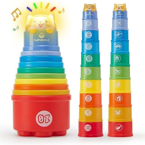 hahaland Stacking Toys for Toddlers 1-3 - Stacking Cups - Toddler Toys Age 1-2 Learning Montessori Toys for 1 Year Old Boy Birthday Gift Baby Easter Toys 12-18 Months