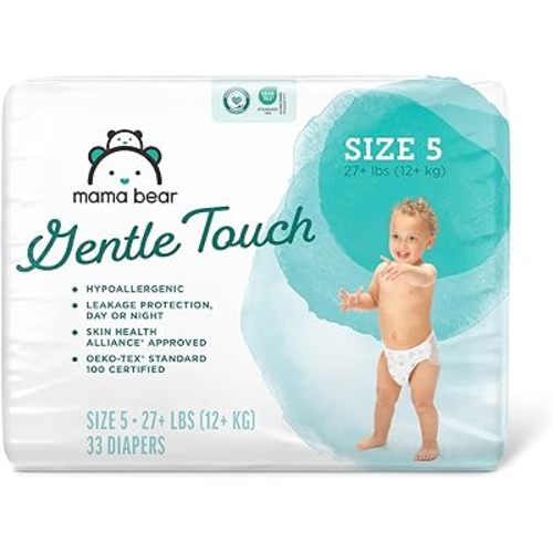 Amazon Brand - Mama Bear Gentle Touch Diapers, Hypoallergenic, Size 5, 132 Count (4 packs of 33), White