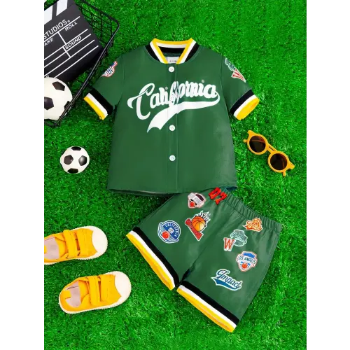 boys' california inspired casual outfit set vibrant orange - Temu