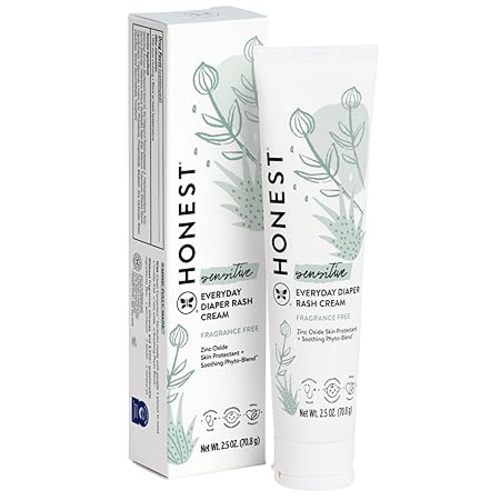 The Honest Company Hypoallergenic Diaper Rash Cream | Moisturizing + Calming Zinc Oxide Ointment | NEA Recognized, Cruelty Free | 2.5 oz