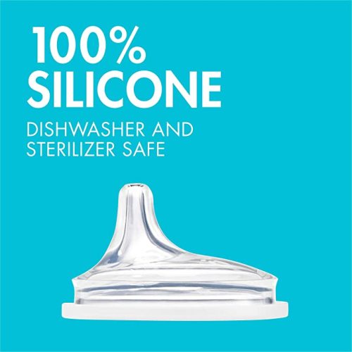 Boon Nursh Silicone Sippy Cup Lid - Convertible Transitional Sippy Spouts for Nursh Baby Bottles - Sippy Cup Lids for Babies - Baby Feeding Supplies - Ages 6 Months and Up - 3 Count