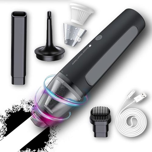PATO Cordless Handheld Vacuum Cleaner, Mini Car Vacuum with Powerful Suction, 1800mAh high-Capacity batteryPortable Dust Collector Glossy White.