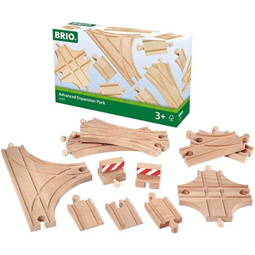 BRIO World - 33307 Advanced Expansion Pack | 11 Piece Set of Wooden Train Tracks for Kids Ages 3 and Up