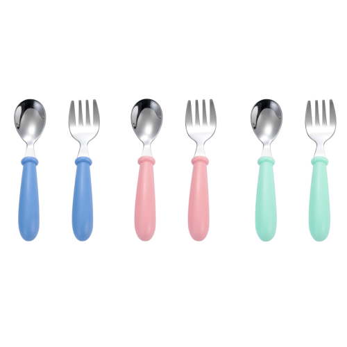 ACDANC 6 Pieces Toddler Utensils Set,Ergonomic Baby Spoons for Easy Self-Feeding,Compact 304 Stainless Steel Toddler Forks for Small Hands