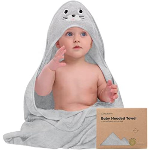 KeaBabies Baby Hooded Towel - Bamboo Baby Towel Organic Bamboo Towel - Infant Towels - Large Bamboo Hooded Towel - Baby Bath Towel with Hood for Girls, Babies, Newborn Boys, Toddler (Seal)