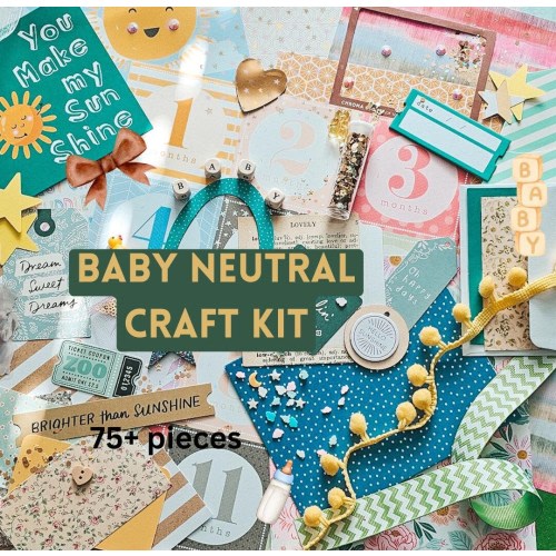 Baby Junk Journal Kit, Baby Book Craft Kit, Neutral Baby Theme, Gender Neutral Baby Junk Journal Kit, Baby Crafting Kit, Neutral Baby Crafts