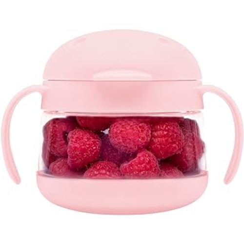 Ubbi Tweat No Spill Snack Container for Kids, BPA-Free, Toddler Travel Bowl, Blush Pink