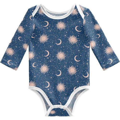 vvfelixl Baby Bodysuits Celestial Stars Sun Moon Long Sleeve Cotton Baby Clothes for Boys Girls 0-24M